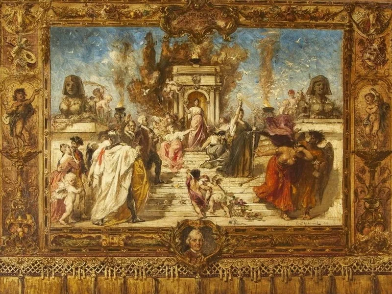 1833-Ernst Wilhelm Hildebrand - Rappresentazione allegorica del principe vittorioso studio per un affresco murale